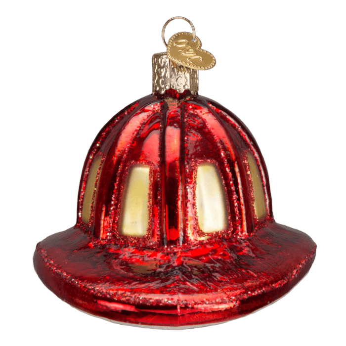 Old World Christmas Blown Glass Firemans Helmet Ornament