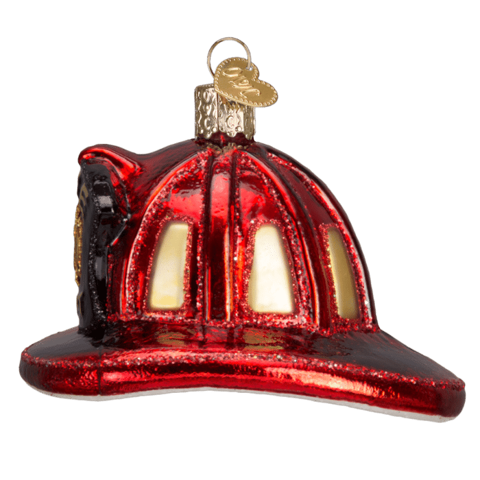 Old World Christmas Blown Glass Firemans Helmet Ornament