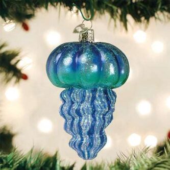 Old World Christmas Blown Glass Blue Jellyfish Ornament