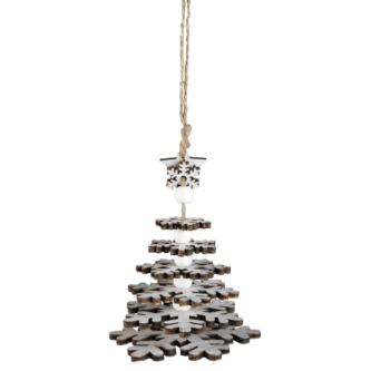 Tiered White Wood Snowflake Tree Ornament
