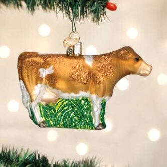 Old World Christmas Blown Glass Brown Dairy Cow Ornament