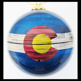 Painted Glass Colorado Flag Ornament