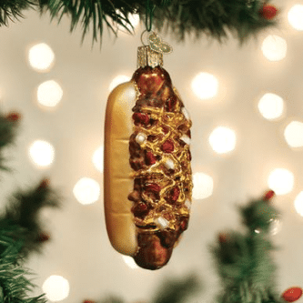 Old World Christmas Blown Glass Chili Cheese Dog Ornament
