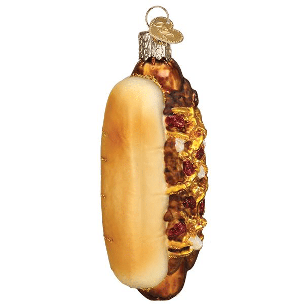 Old World Christmas Blown Glass Chili Cheese Dog Ornament