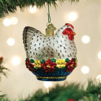 Old World Christmas Blown Glass French Hen Ornament
