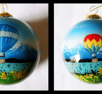 Painted Glass Colorado Hot Air Balloon Ornament
