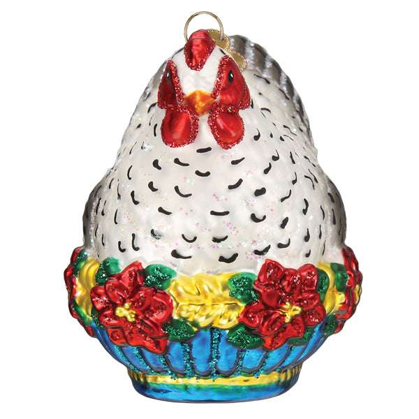 Old World Christmas Blown Glass French Hen Ornament