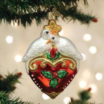 Old World Christmas Blown Glass Two Turtle Doves Ornament