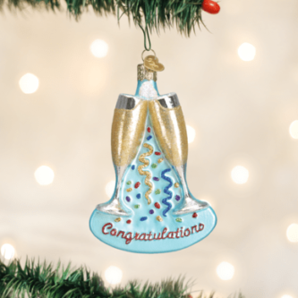 Old World Christmas Blown Glass Champagne Toast Ornament