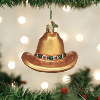 Old World Christmas Blown Cowboy Hat Ornament