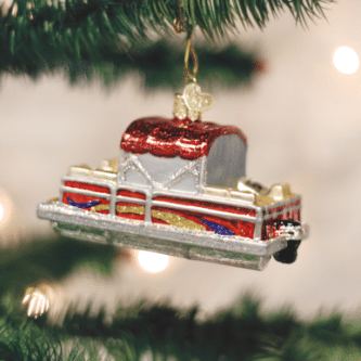 Old World Christmas Blown Glass Pontoon Boat Ornament