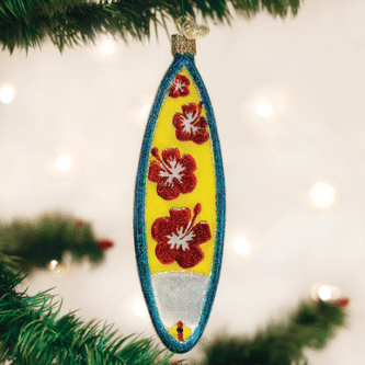 Old World Christmas Blown Glass Surfboard Ornament
