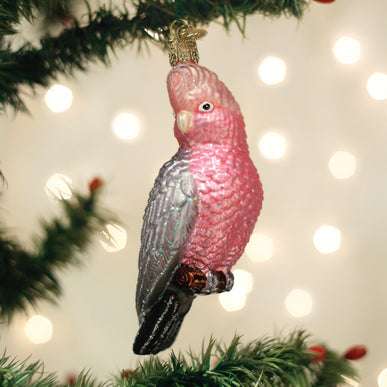 Old World Christmas Blown Glass Rose breasted Cockatoo Ornament