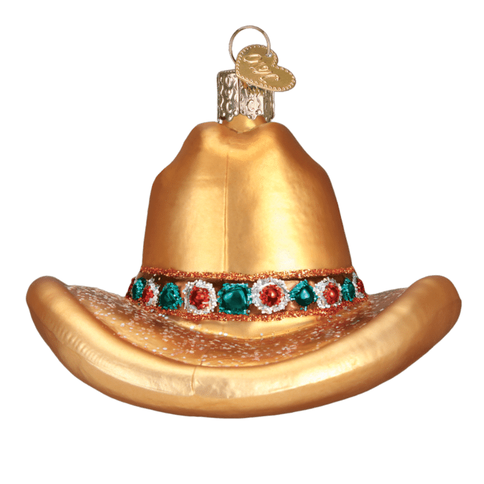 Old World Christmas Blown Cowboy Hat Ornament