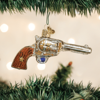 Old World Christmas Blown Glass Western Revolver Ornament