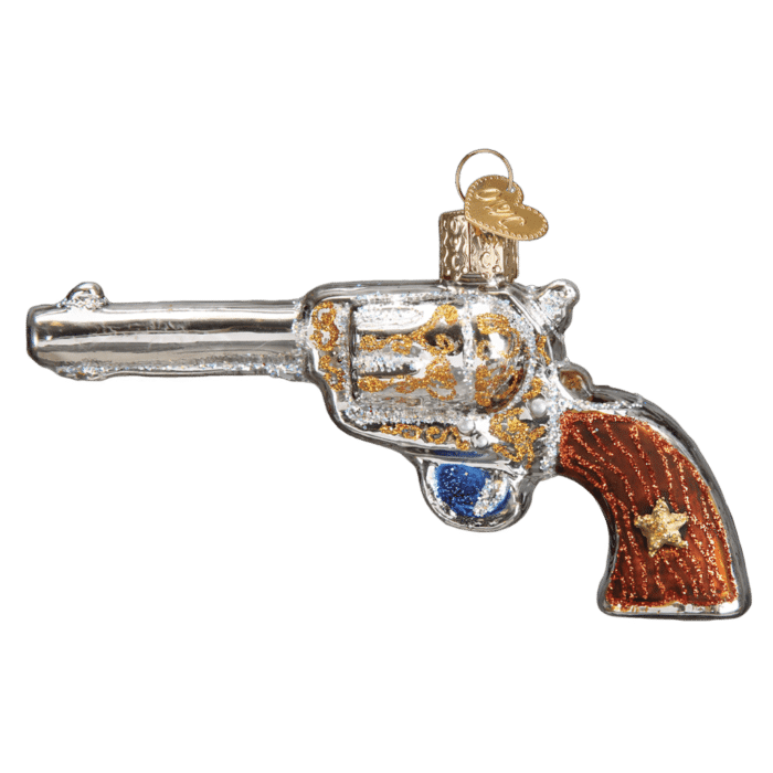 Old World Christmas Blown Glass Western Revolver Ornament