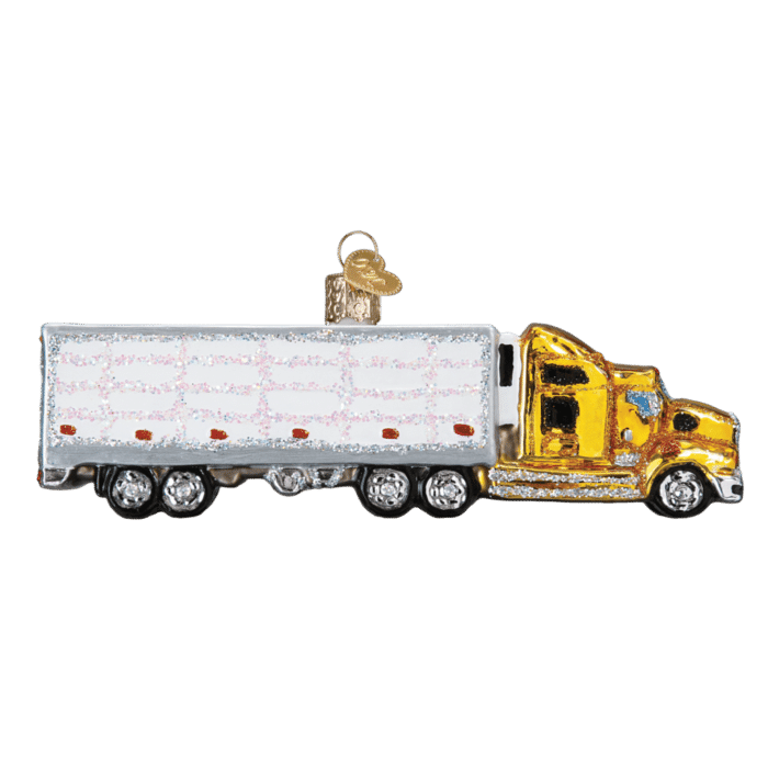 Old World Christmas Blown Glass Semi Truck Ornament