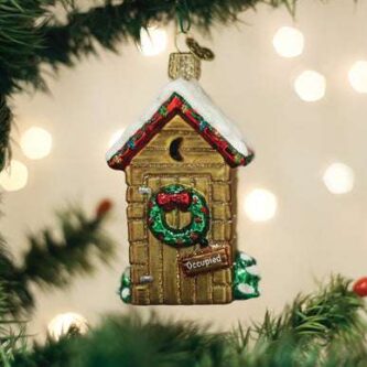 Old World Christmas Blown Glass Holiday Outhouse Ornament