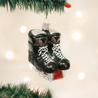 Old World Christmas Blown Glass Hockey Skates Ornament