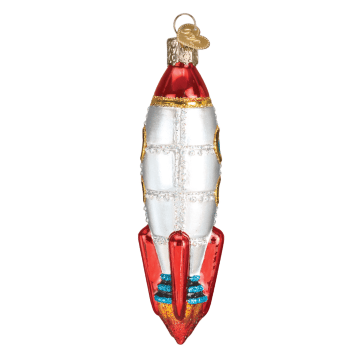 Old World Christmas Blown Glass Toy Rocket Ship Ornament