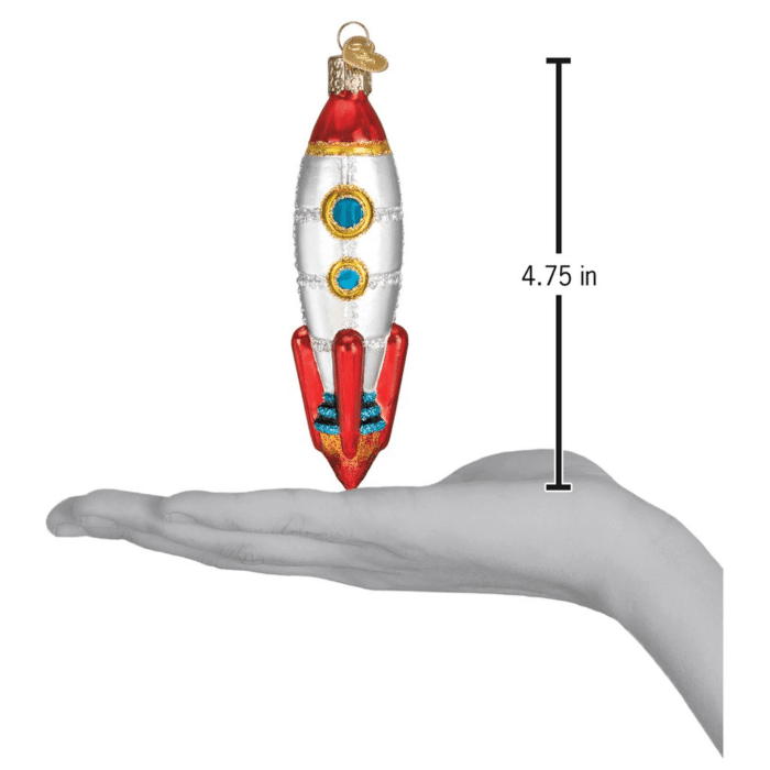 Old World Christmas Blown Glass Toy Rocket Ship Ornament