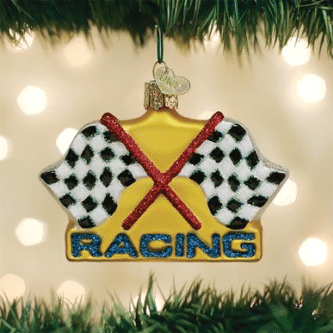 Old World Christmas Blown Glass Racing Flags Ornament