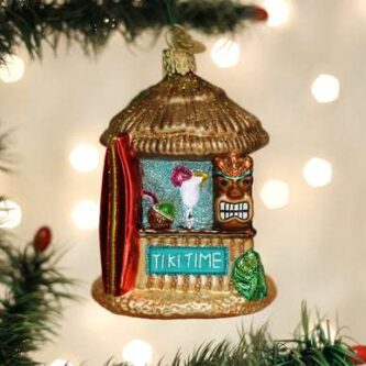 Old World Christmas Blown Glass Tiki Hut Ornament