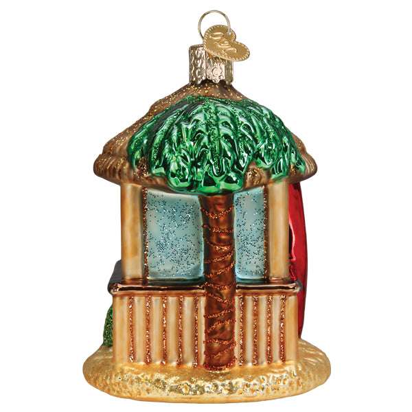 Old World Christmas Blown Glass Tiki Hut Ornament