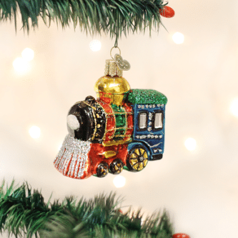 Old World Christmas Blown Glass Small Locomotive Ornament