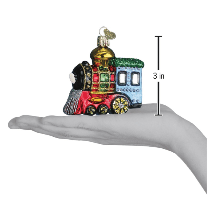 Old World Christmas Blown Glass Small Locomotive Ornament