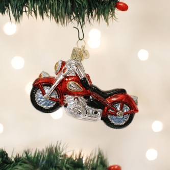 Old World Christmas Blown Glass Motorcycle Ornament