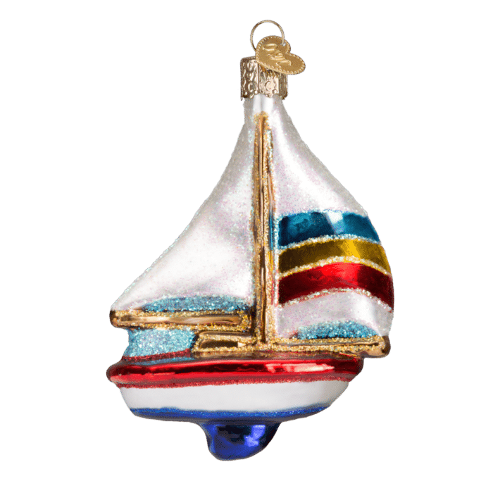 Old World Christmas Blown Glass Sailboat Ornament