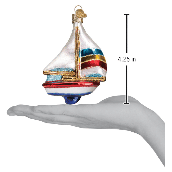 Old World Christmas Blown Glass Sailboat Ornament