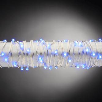 Blue Colored Micro LED Lights on Silver Wire with Timer