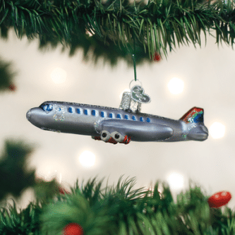 Old World Christmas Blown Glass Passenger Plane Ornament