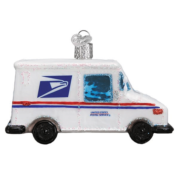 Old World Christmas Blown Glass Usps Mail Truck Ornament