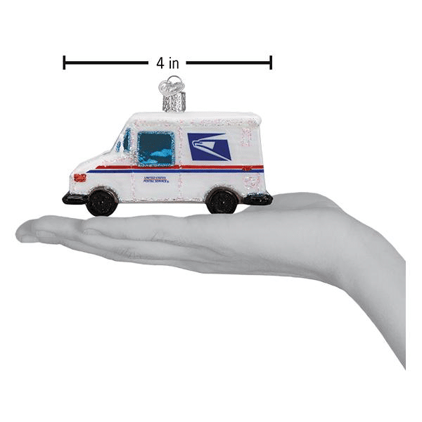 Old World Christmas Blown Glass Usps Mail Truck Ornament