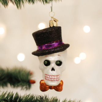 Old World Christmas Blown Glass Top Hat Skeleton Ornament
