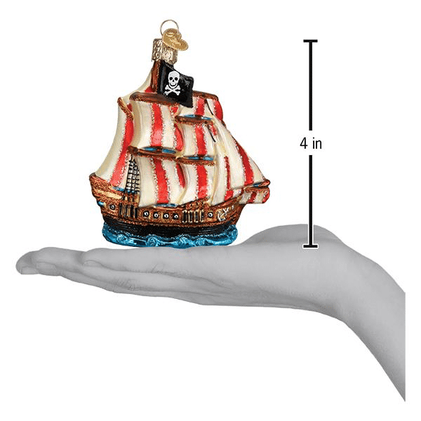 Old World Christmas Blown Glass Pirate Ship Ornament