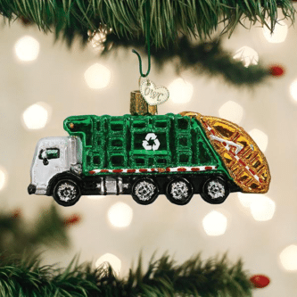 Old World Christmas Blown Glass Gabage Truck Ornament