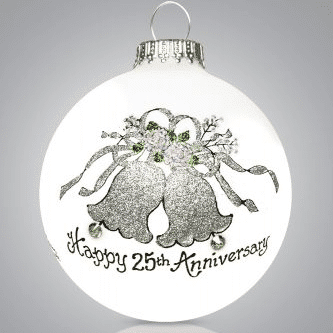25th Anniversary Bells Glass Ball Ornament