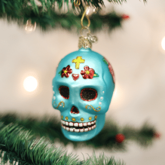 Old World Christmas Blown Glass Day Of The Dead Skull Ornament
