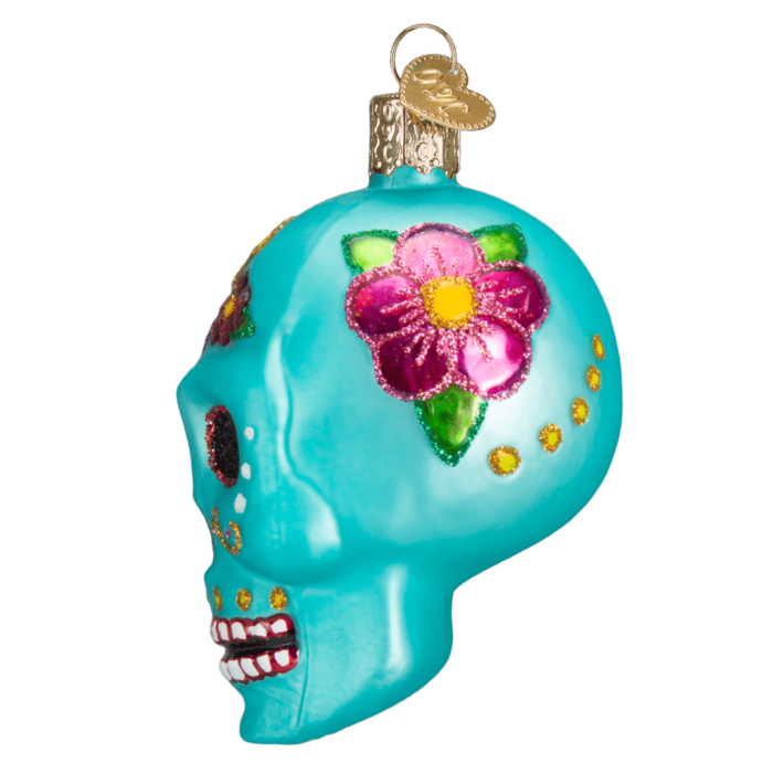 Old World Christmas Blown Glass Day Of The Dead Skull Ornament