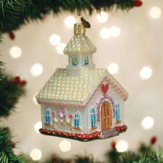Old World Christmas Blown Glass Wedding Chapel Ornament