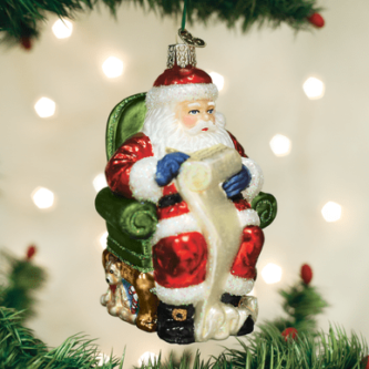 Santa Checking His List Ornament Old World Christmas