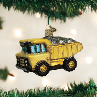 Old World Christmas Blown Glass Toy Dump Truck Ornament