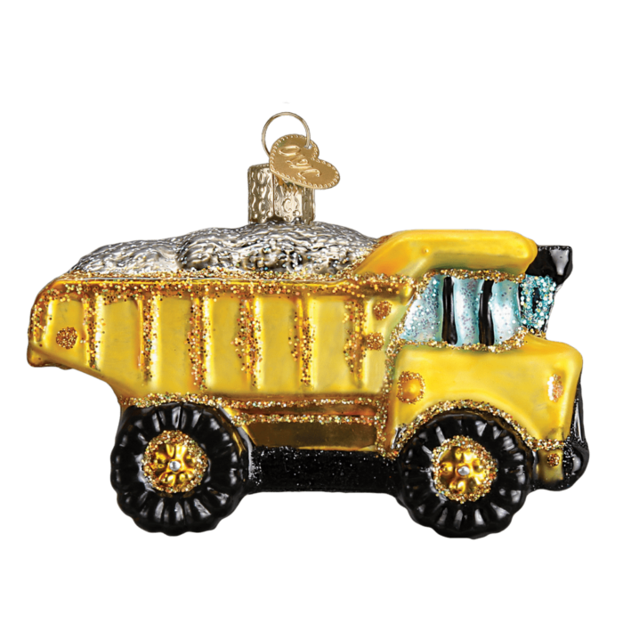 Old World Christmas Blown Glass Toy Dump Truck Ornament