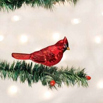 Shiny Red Northern Cardinal Ornament Old World Christmas