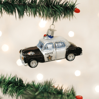 Old World Christmas Blown Glass Police Car Ornament