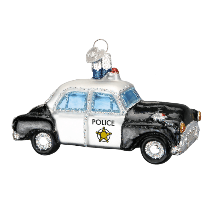 Old World Christmas Blown Glass Police Car Ornament
